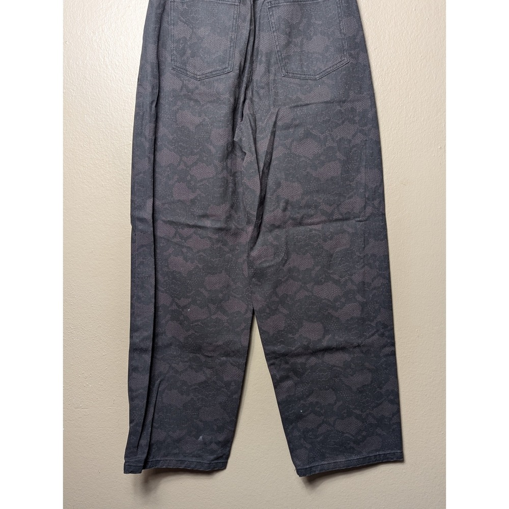 Obey Floral Lace Denim Pants Womens 26 Black Straight Leg High Rise Streetwear - Picture 12 of 12